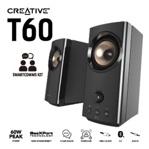 国産在庫 CREATIVE SP-T60-BK USBオーディオ内蔵 Hi-Fi デスクトップ