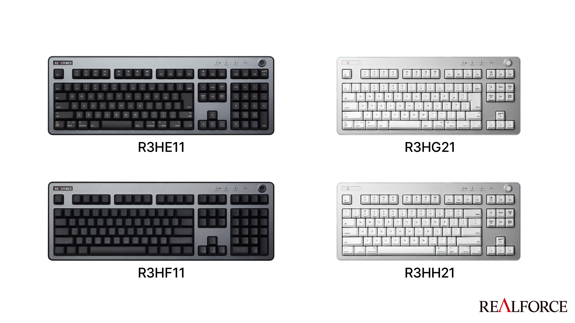 東プレ、Mac用配列の「REALFORCE R3キーボード」8製品を発売