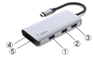 USB-C 5-in-1マルチポートアダプターハブ