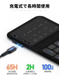 LivelyLife 折り畳み式 テンキー タッチパネル付き ワイヤレス キーボード 